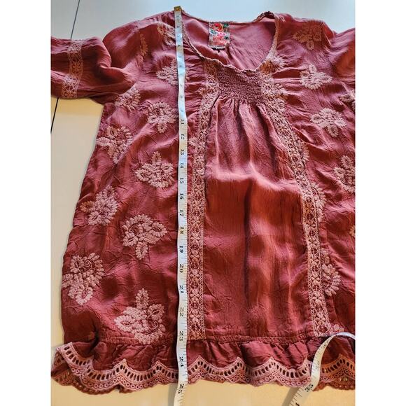 Johnny Was Embroidered Smocked Tunic Top Oversized size XS - Picture 5 of 6